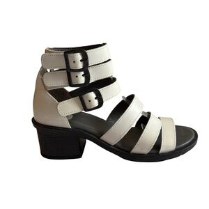 FLY London Ceda Leather Multi Strap Heeled Sandals White Size 39 / 8 / 8.5